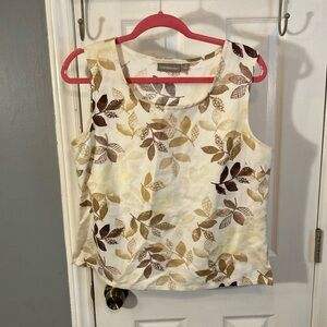 Croft & Barrow Cream and Brown Boxy Tank Top Size M